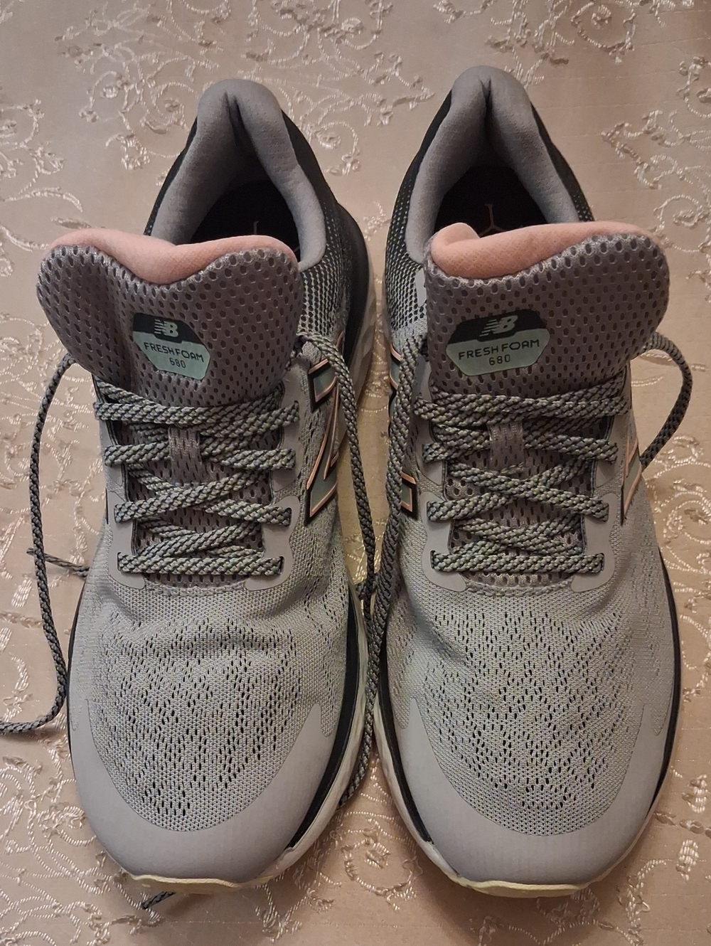 New Balance Womens Fresh Foam Athletic Shoes - Gray with Pink Trim